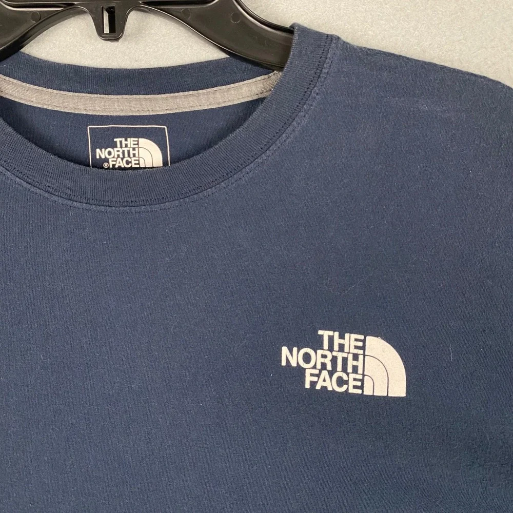 The North Face Mens S Navy Blue Long Sleeve Graphic T-Shirt Never Stop Exploring